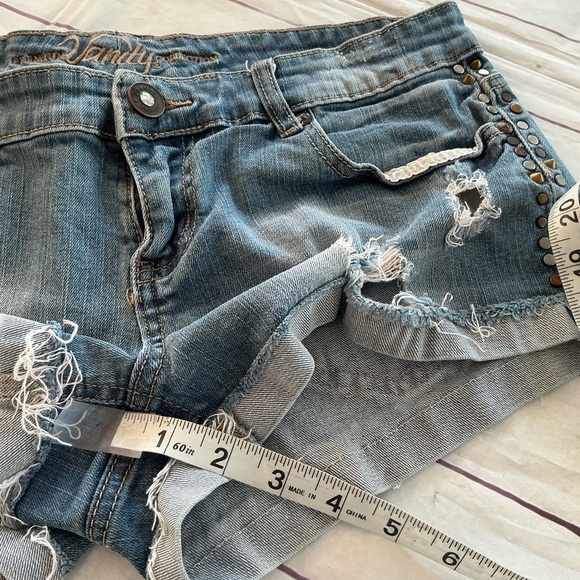 Vintage 90s Y2K Vanity Blue Jean Shorts Distressed Cut-Off Style - Picture 8 of 8